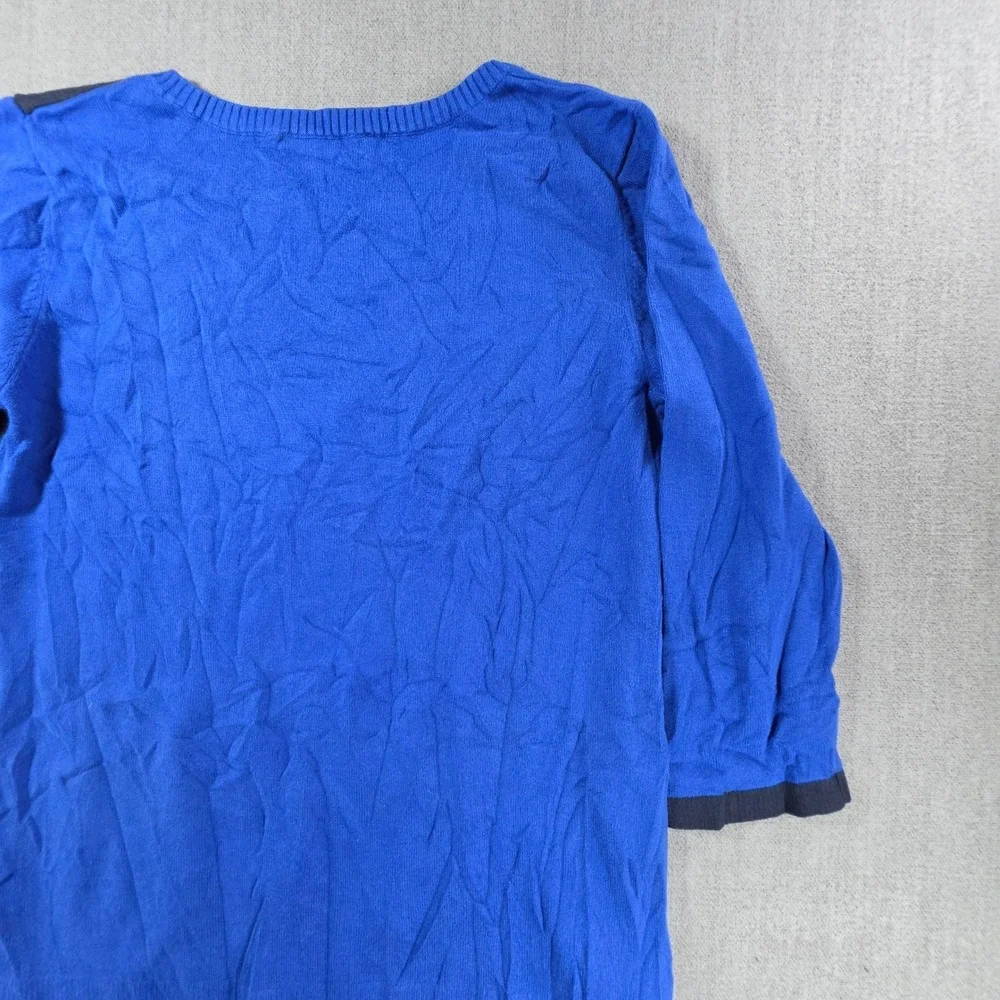 Christopher & Banks Sweater Women Small Blue Colorblock 3/4 Sleeve Cotton